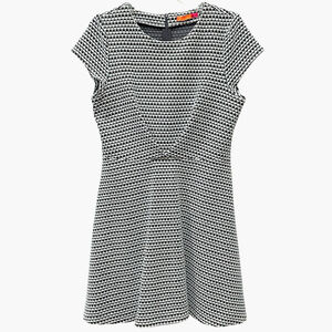 Ava Womens Large Fit & Flare Dress Short Sleeve Textured Geometric Print